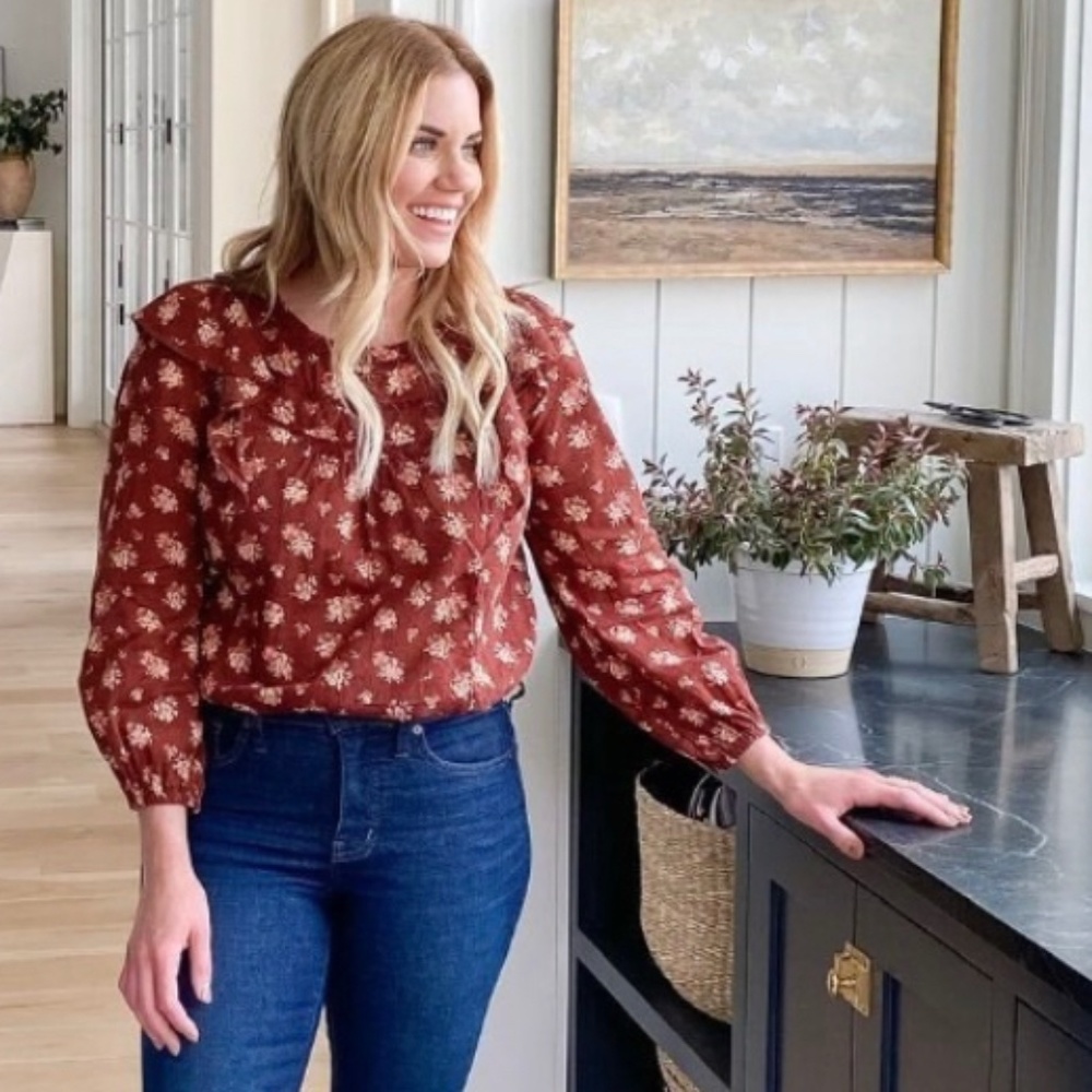 Madewell Ladder-Trim Ruffle Top in Homestead Bouquet